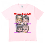 家族の似顔絵をプリントしたオリジナルTシャツ