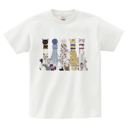 和風の猫イラストオリジナルTシャツ