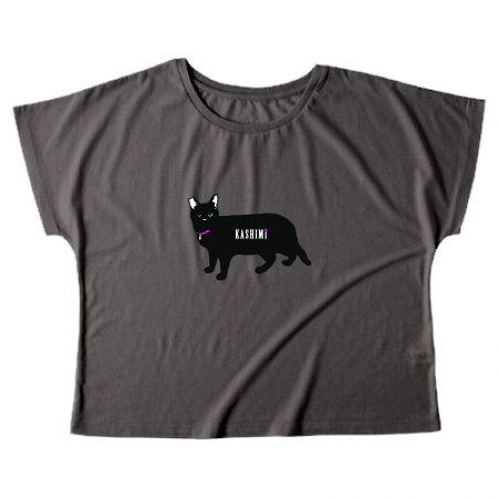 黒猫イラストのオリジナルレディースTシャツ