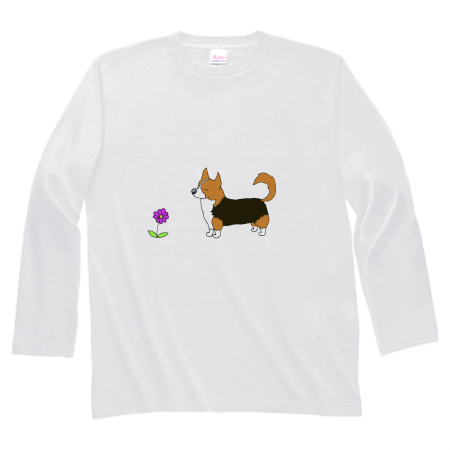 ほほえましい犬のイラストの長袖Tシャツ