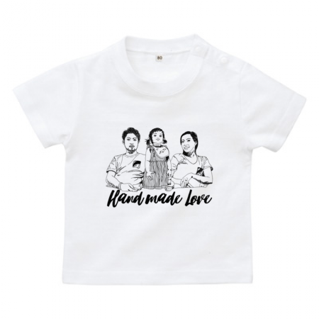 家族イラストがのオリジナルべビーTシャツ