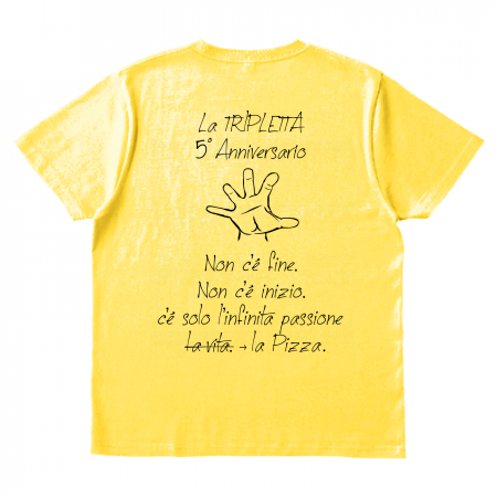 5周年記念に、イタリア料理店のオリジナルTシャツ