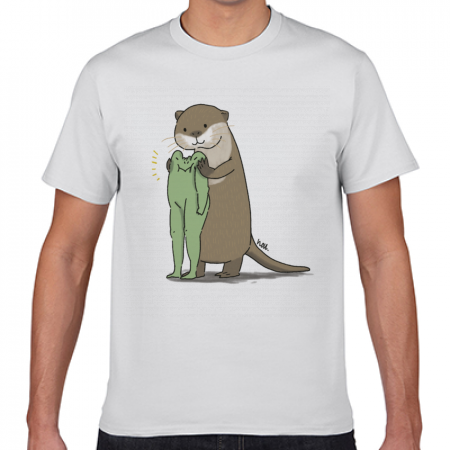カワウソとカエルのイラストのオリジナルTシャツ
