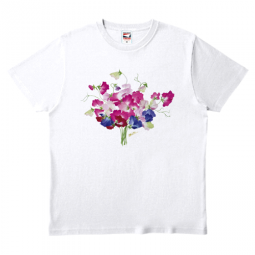 スミレのイラストをプリントしたTシャツ