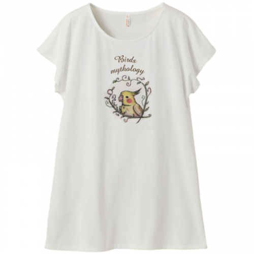 鳥のイラストのTシャツワンピース