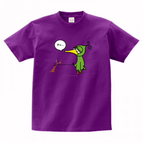 鳥のオリジナルキャラをプリントしたTシャツ