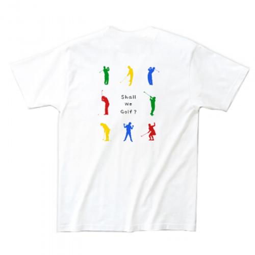 カラフルなイラストをプリントしたゴルフTシャツ