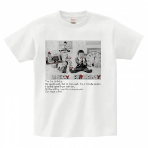 我が子の写真をプリントしてオリジナルTシャツを作成！