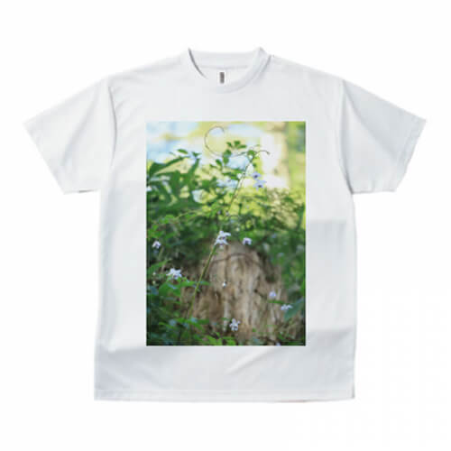 鮮やかな緑の写真のプリントTシャツ