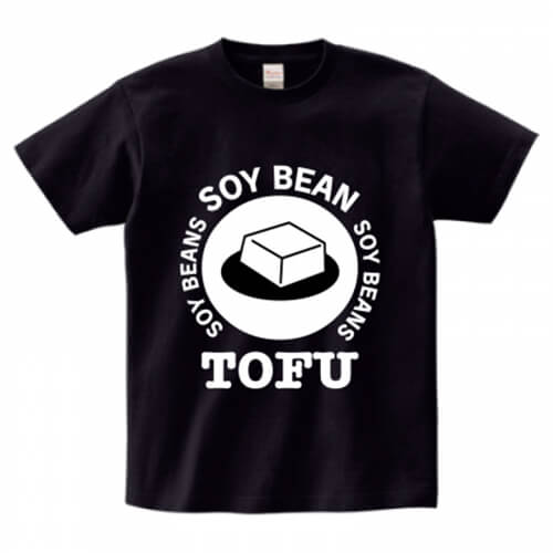 ユニークな豆腐デザインのプリントTシャツ