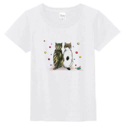 オリジナルの猫イラストのプリントシャツ