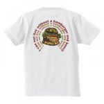 美味しそうなハンバーガーのイラストプリントTシャツ