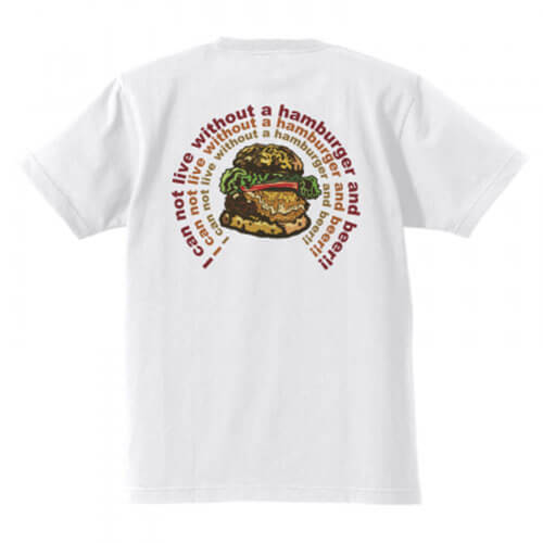 美味しそうなハンバーガーのイラストプリントTシャツ