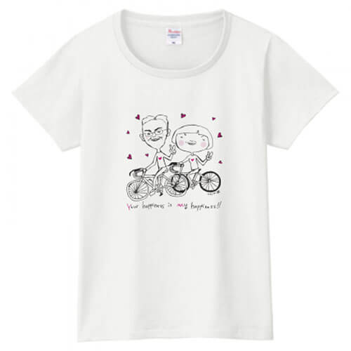 自作の似顔絵で夫婦のオリジナルTシャツを作成