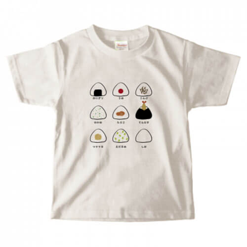 おにぎりイラストをプリントした子ども用のオリジナルTシャツ