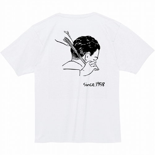 イラストをプリントした理髪店のオリジナルTシャツ