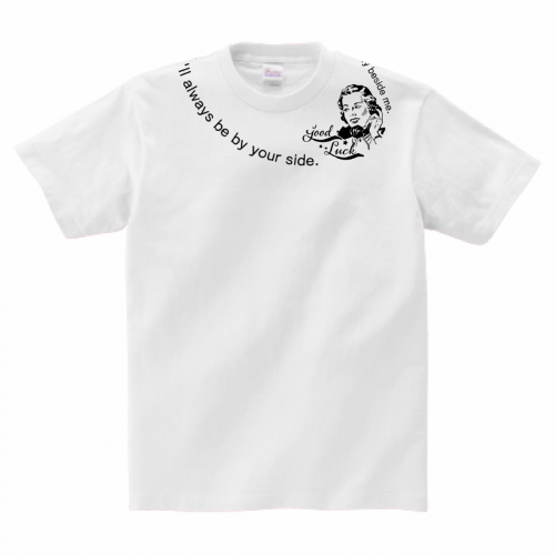 首まわりにデザインをプリントしたオリジナルTシャツ