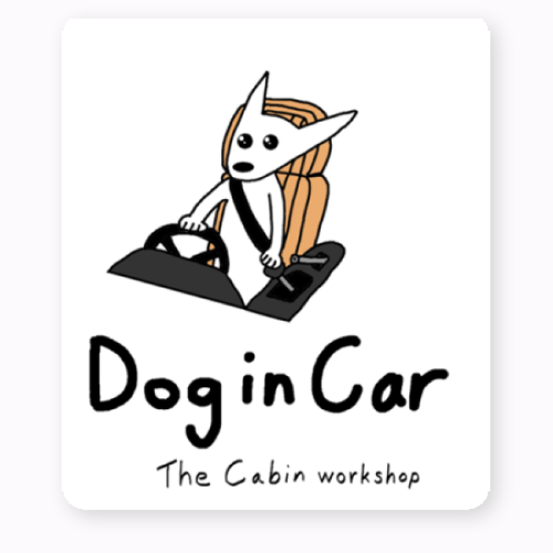 「犬が乗っています」注意喚起のオリジナルステッカーを作成