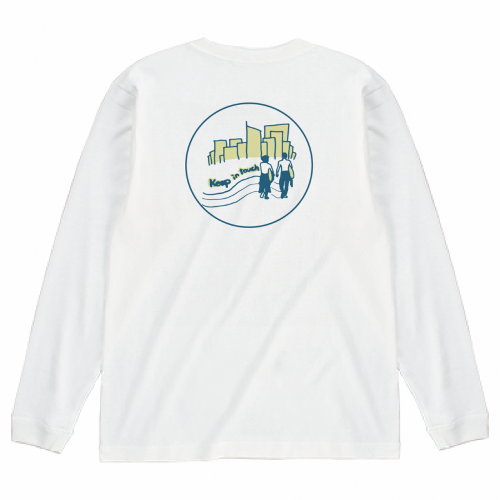 シンプルなイラストを背中にプリントしたオリジナル長袖Tシャツ