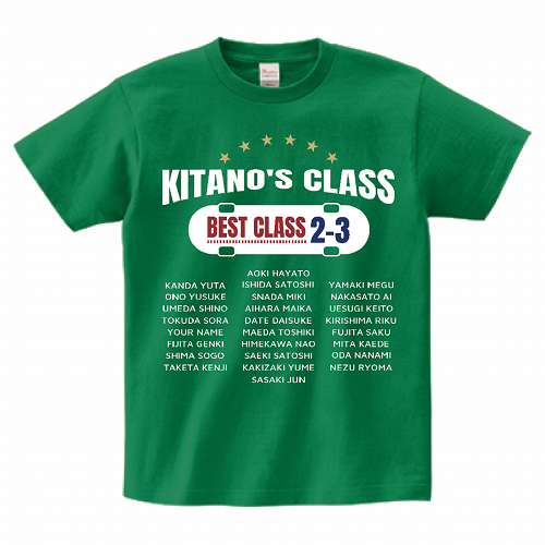 スケボーのロゴがおしゃれなオリジナルのクラスTシャツ