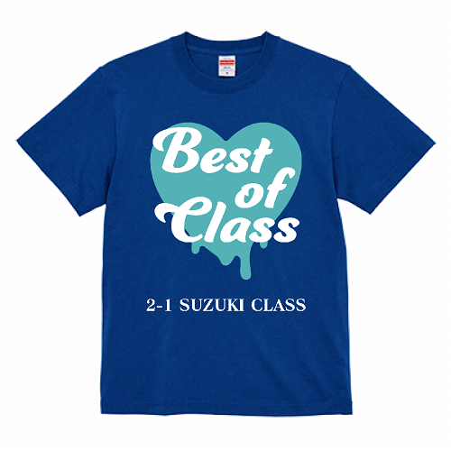 ハートのデザインが目を引くオリジナルのクラスTシャツ