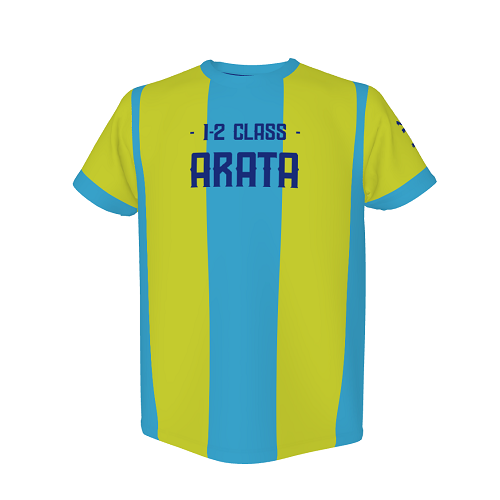 バイカラーが目を引くサッカー風のクラスTシャツ