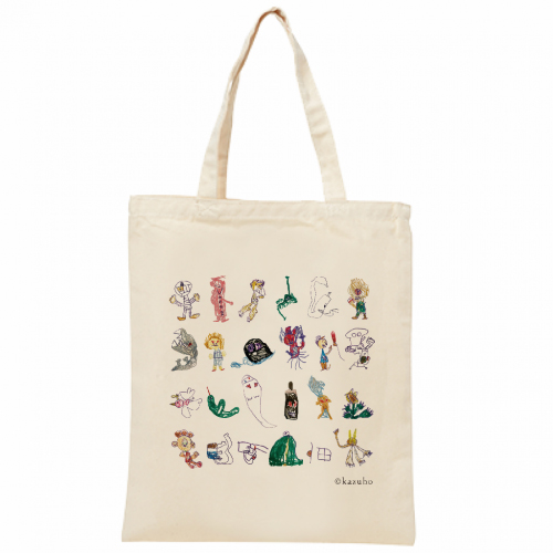 子どもが描いたイラストを散りばめたオリジナルトートバッグ