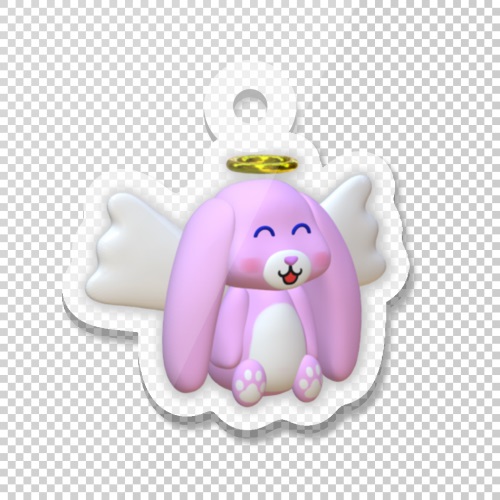 CG風のウサギをプリントしたオリジナルアクキー