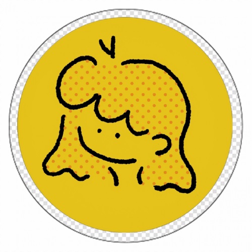 からし色の背景と線画イラストがおしゃれ！自作の丸型マグネット