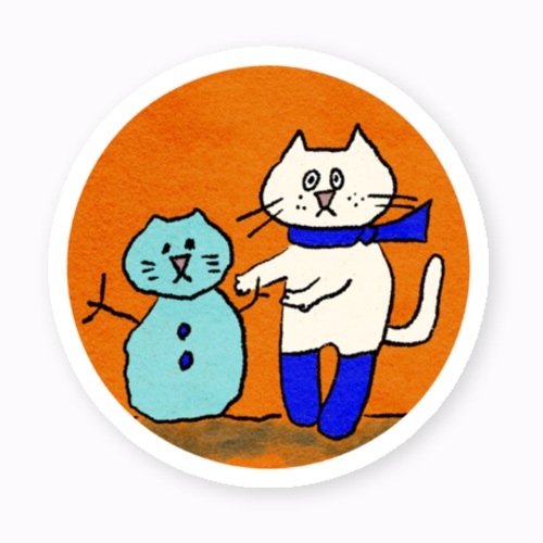 冬のネコのイラストに癒される！オリジナルステッカー