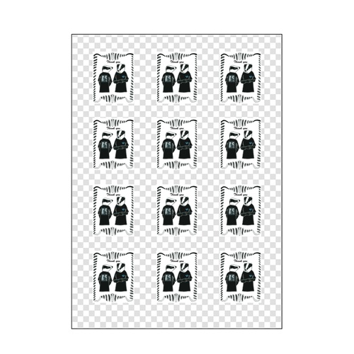 オリジナルTシャツ販売イベントの宣伝シール