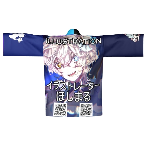 イラストレーターの宣伝用オリジナル全面印刷 ハッピ サテン