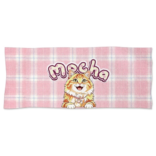 チェック柄とペットの絵が可愛い自分用オリジナルフェイスタオル
