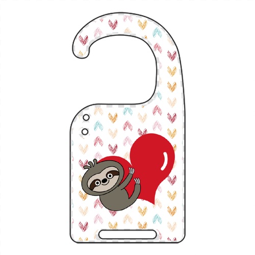 真っ赤なハートにつかまるナマケモノのオリジナルイラストカラビナ