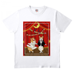 童話のような動物のイラストプリントTシャツ