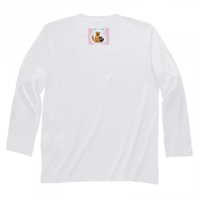 襟下に犬と猫のワンポイントオリジナルTシャツ
