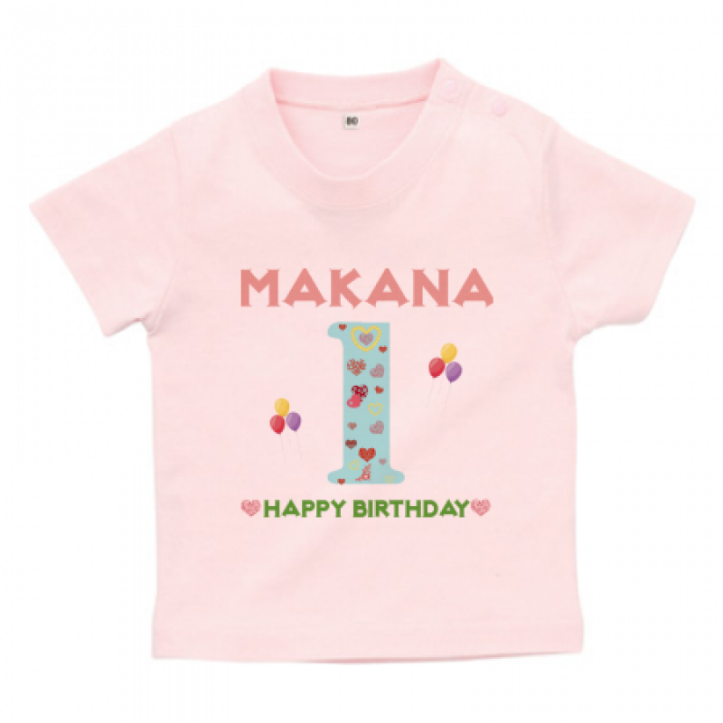 ピンクのデザインが素敵なオリジナルのベビーTシャツ