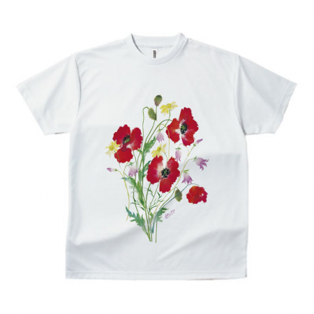 コスモスのイラストをプリントしたTシャツ