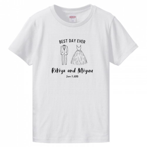 イラストをプリントして結婚祝いのTシャツを作成！