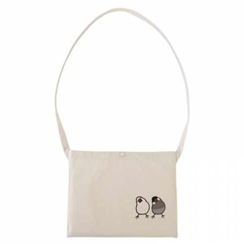首をかしげる小鳥のイラストがかわいいサコッシュ