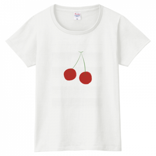 さくらんぼプリントがキュートなレディースTシャツ