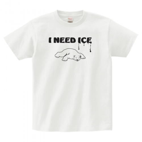暑さに倒れるシロクマがプリントされたTシャツ