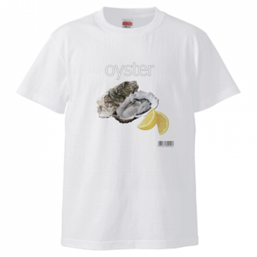 リアルな写真がプリントされた牡蠣Tシャツ