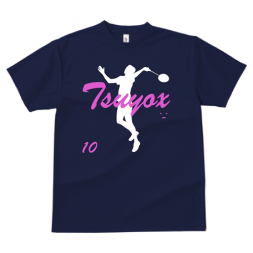 スマッシュのシルエットをプリントしたバドミントンTシャツ