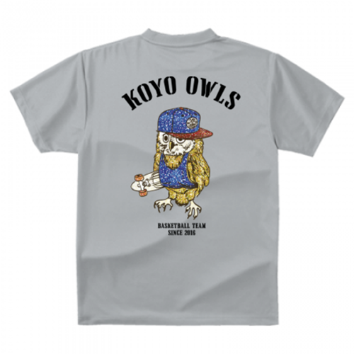 フクロウのオリジナルキャラをプリントしたチームTシャツ