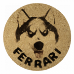 愛犬イラストをプリントしたコルクコースター