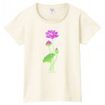 蓮の花のイラストプリントが美しいTシャツ