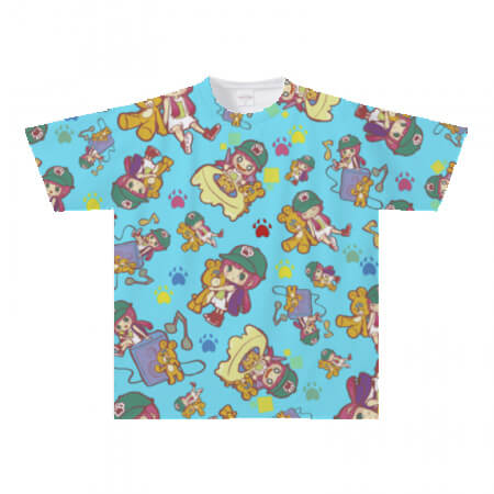 ポップな柄の全面プリントTシャツ