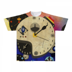時計イラストを全面にプリントしたオリジナルTシャツ