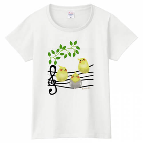 爽やかな小鳥のイラストをプリントしたオリジナルTシャツ